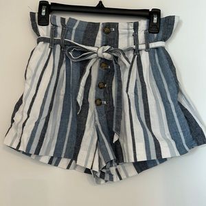 Abercrombie blue and white striped shorts